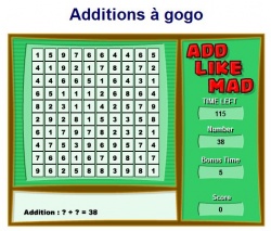 Jeu maths additions à gogo add like mad